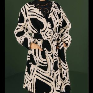 Farm Rio Wild Hearts Fleece Coat Size S Oversized